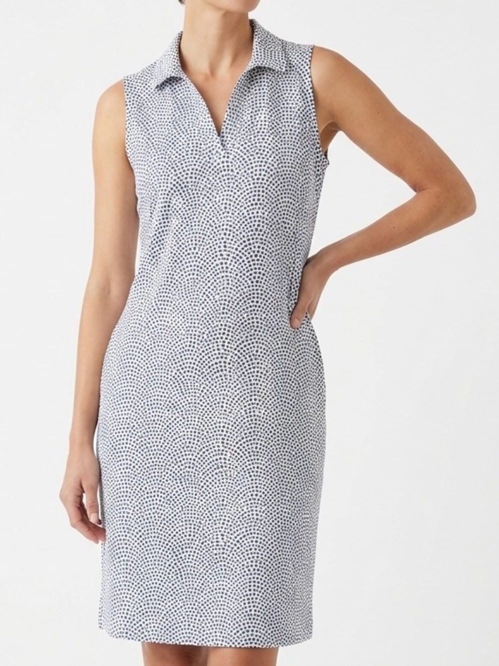 J.McLaughlin Merlin Dress XL Catalina Cloth Geometric Blue Sporty Prep Golf